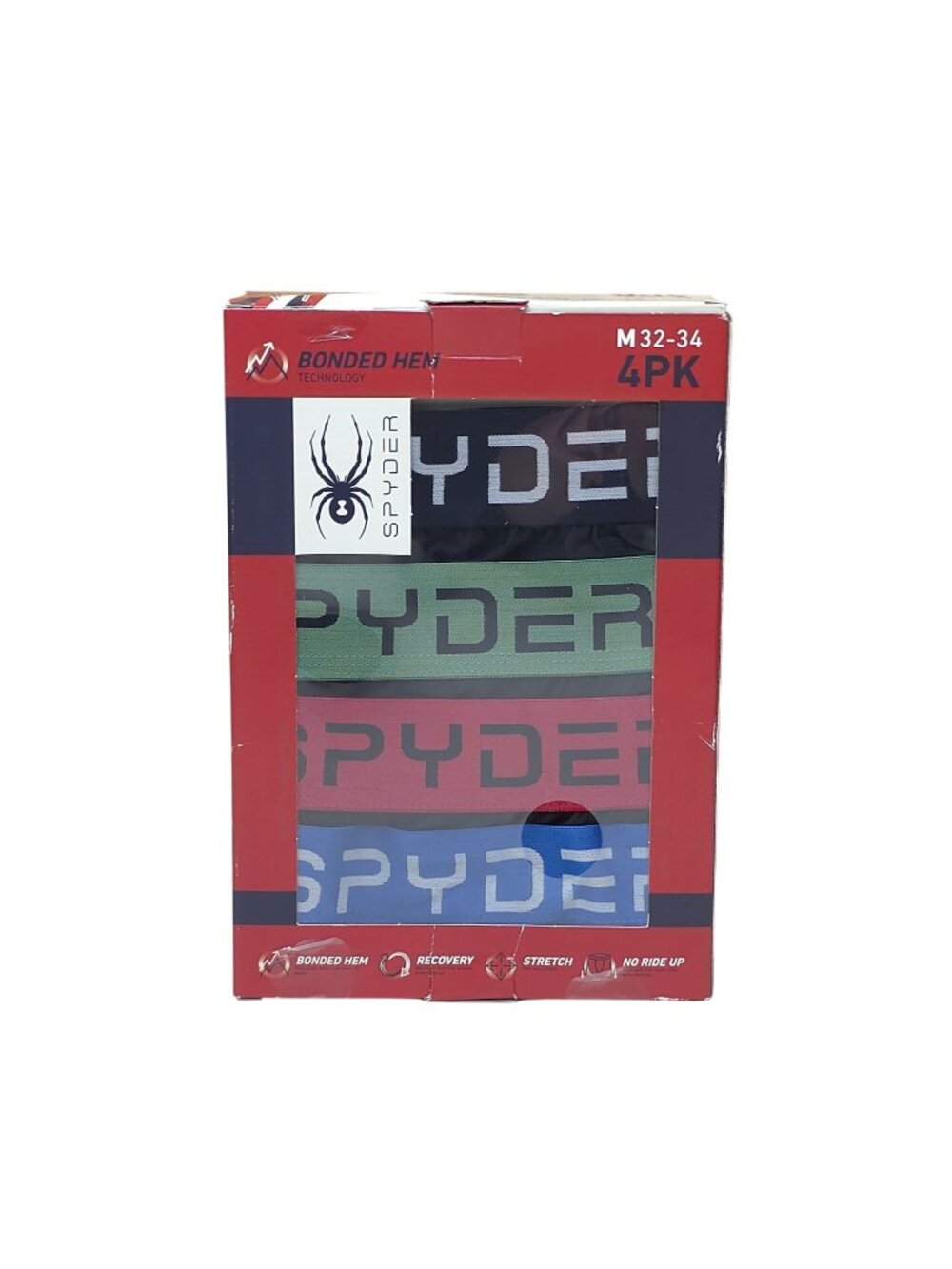 Spyder Mens Bonded Technology Boxer Briefs 4-Pack M 32-34 Stretch No Ride Up